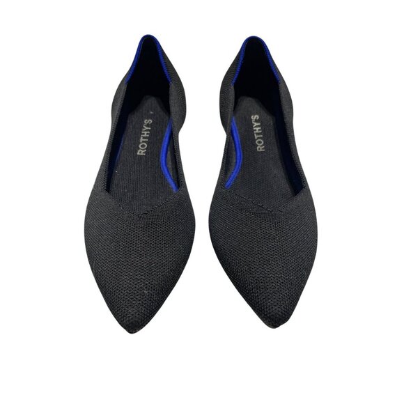 Rothys Womens Pointed Toe Flats Black & Blue Slip-On Shoes Size 10